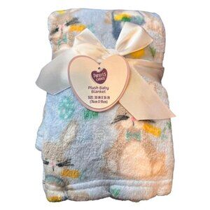 Parent's Choice plush blanket, 30"x36", blue with bunnies, Easter theme